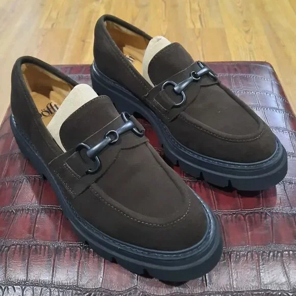 Söfft Satara Chocolate Brown Suede Horsebit Lug Sole Platform Loafers Size 8 - Picture 3 of 11